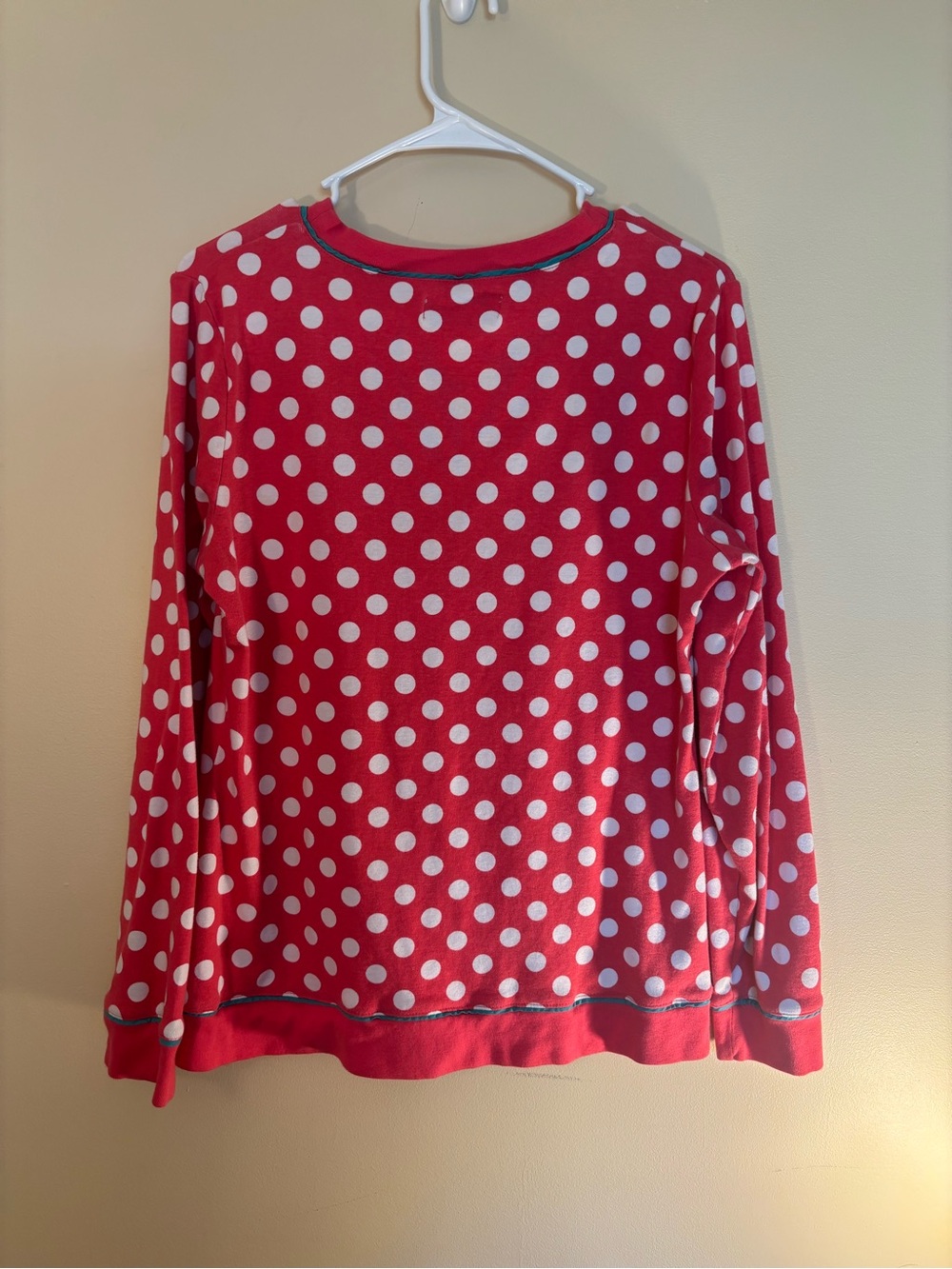 Carolyn Taylor Red Polka Dot V-Neck Cardigan with Contrast Trim - Picture 2 of 7